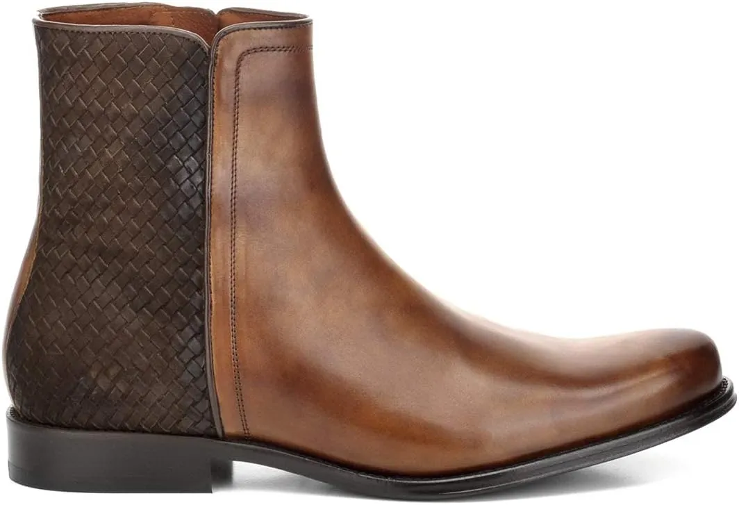 FRANCO CUADRA Men's Boots in Genuine Leather with Handwoven Application Brown, G23TVUE