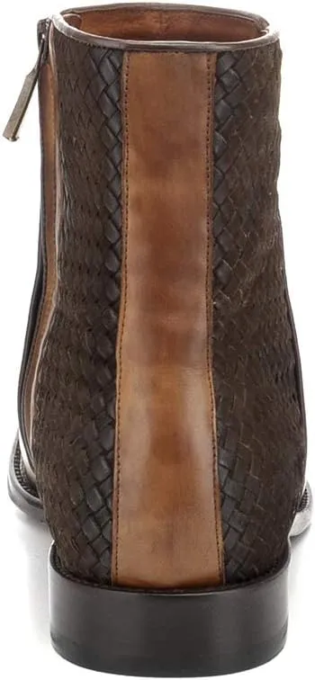 FRANCO CUADRA Men's Boots in Genuine Leather with Handwoven Application Brown, G23TVUE