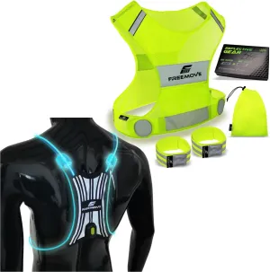 FREEMOVE Reflective Vest; SMALL with 2x Bands & Carry Bag   Spider Illuminated Reflective Vest