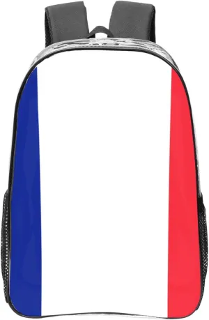 French Flag Transparent Backpack-16-Inch Pvc Clear Backpack With Side Pockets,Black