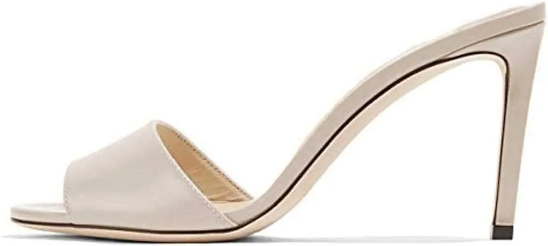 FSJ Women Casual Peep Toe Mule Sandals Stiletto High Heels Party Evening Shoe Size 4-15 M US