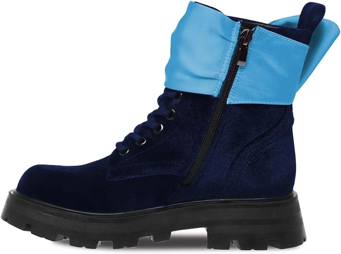 FSJ Women Chic Ankle Boots Flat Low Heel Round Toe Lace Up Velvet Rhinestone Buckle Thick Heel Chukka Booties Fall Winter Casual Banquet Dance Boots Size 4-15 US