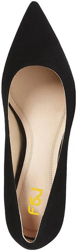 FSJ Women Classic Casual Pumps Pointed Toe Chunky Heels Shoe for Business Occasion US Size 4-15