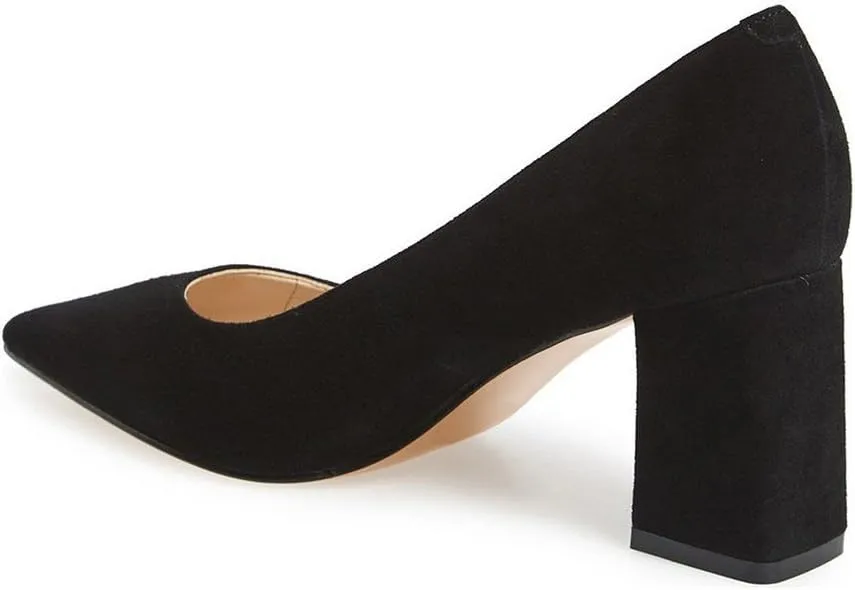 FSJ Women Classic Casual Pumps Pointed Toe Chunky Heels Shoe for Business Occasion US Size 4-15