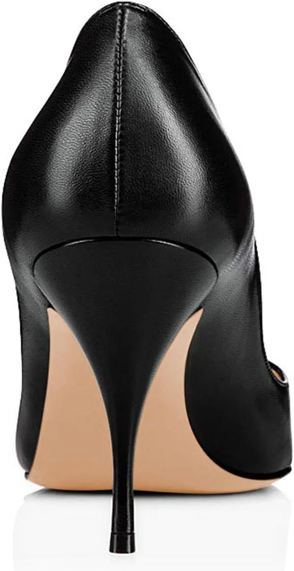 FSJ Women Classic Kitten Heels Pointy Closed Toe Pumps Slip On Office Ladies Party Date Business Dress Shoe Size 4-15 US