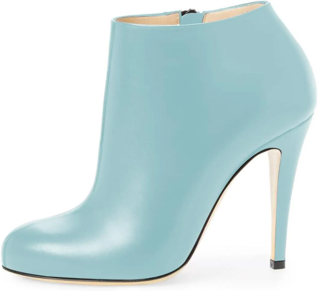 FSJ Women Fashion Almond Toe Boots Stiletto High Heels Ankle Booties Comfy Shoes Side Zipper US Size 4-15 US