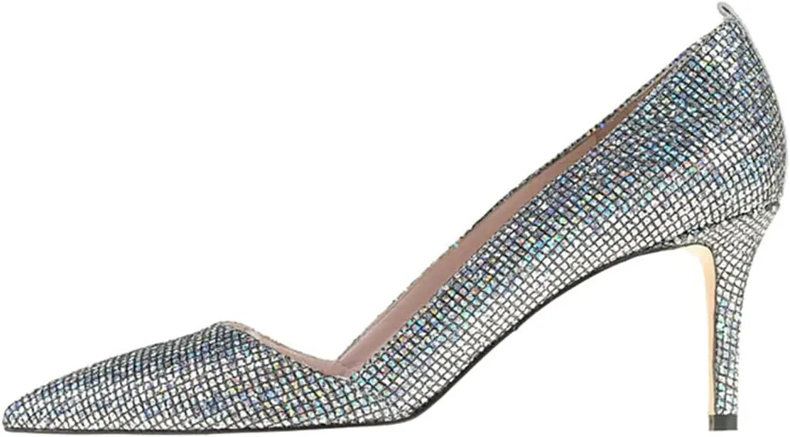 FSJ Women Fashion Closed Pointed Toe Pumps Stiletto High Heels Slip On Two Tone/Solid Color Contrast Party Dress Office Shoes Size 4-15 US