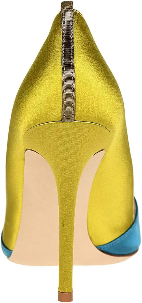 FSJ Women Fashion Closed Pointed Toe Pumps Stiletto High Heels Slip On Two Tone/Solid Color Contrast Party Dress Office Shoes Size 4-15 US