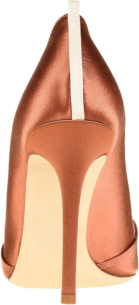 FSJ Women Fashion Closed Pointed Toe Pumps Stiletto High Heels Slip On Two Tone/Solid Color Contrast Party Dress Office Shoes Size 4-15 US