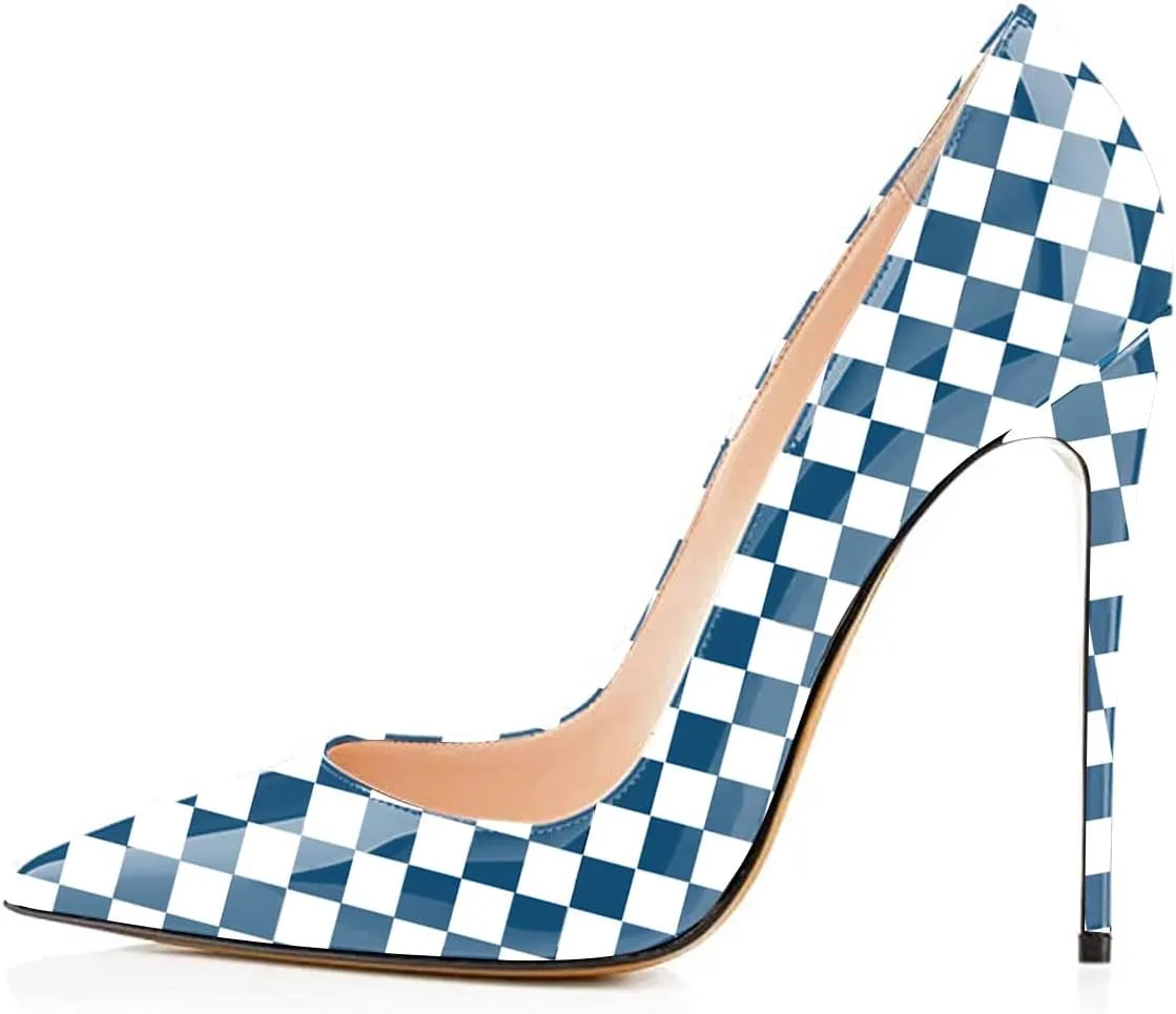 FSJ Women Fashion High Heel Pump Stilettos Pointy Toe Evening Party Dress Print Shoes Size 4-15 US