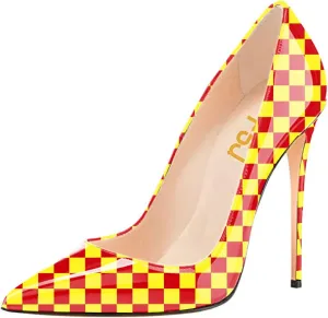 FSJ Women Fashion High Heel Pump Stilettos Pointy Toe Evening Party Dress Print Shoes Size 4-15 US