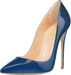 FSJ Women Fashion High Heel Pump Stilettos Pointy Toe Evening Party Dress Print Shoes Size 4-15 US
