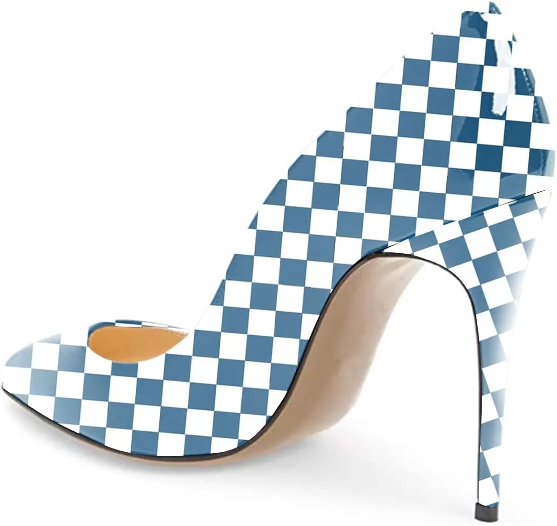 FSJ Women Fashion High Heel Pump Stilettos Pointy Toe Evening Party Dress Print Shoes Size 4-15 US