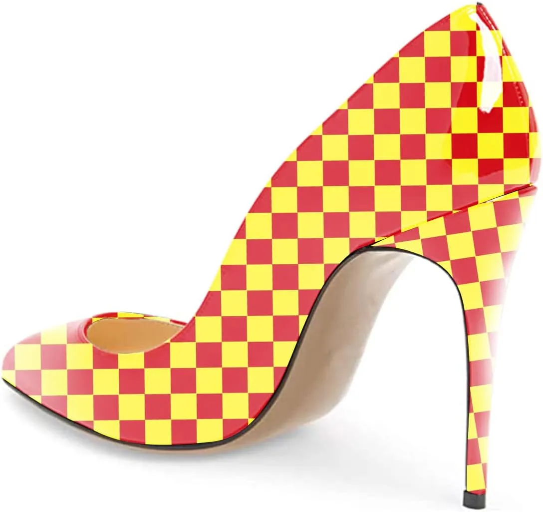 FSJ Women Fashion High Heel Pump Stilettos Pointy Toe Evening Party Dress Print Shoes Size 4-15 US