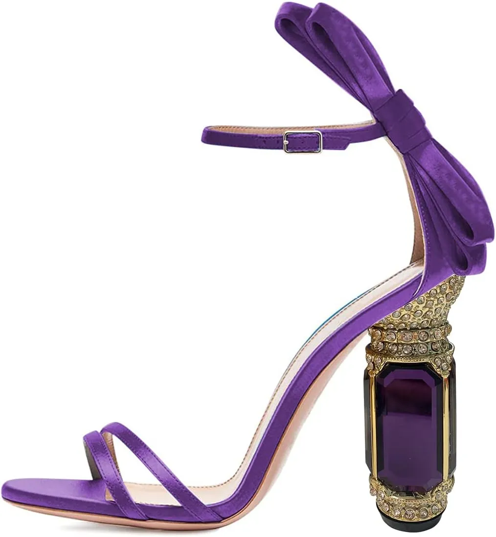 FSJ Women Open Toe Stylish Sandal Ankle Strap Chunky Block High Thick Heels Wedding Party Ballroom Prom Shoes US Size 4-15 US