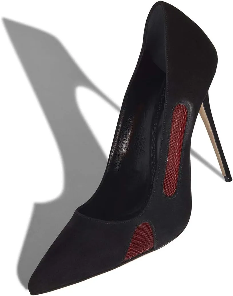 FSJ Women Pointed Toe Pumps Sexy Cutout Mesh Design Stiletto High Heels Comfort Slip on Prom Events Party Dress Shoes Size 4-15 US