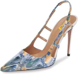 FSJ Women Pointy Toe Cutout Slip On Pumps Stilettos High Heel Slingback Gladiator Evening Office Lady Dress Shoes Size 4-15 US