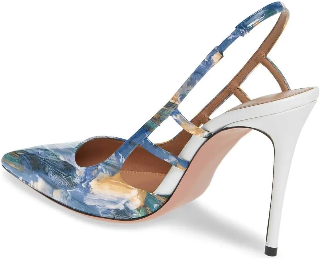 FSJ Women Pointy Toe Cutout Slip On Pumps Stilettos High Heel Slingback Gladiator Evening Office Lady Dress Shoes Size 4-15 US