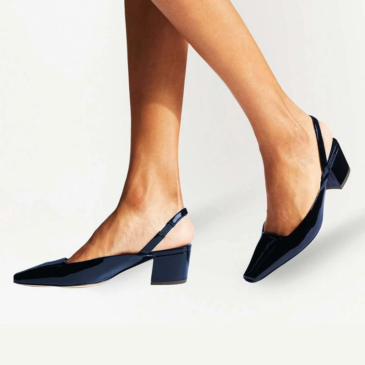 FSJ Women Retro Square Toe Slingback Sandals Comfortable Low Block Heel Pump Evening Office Shoes