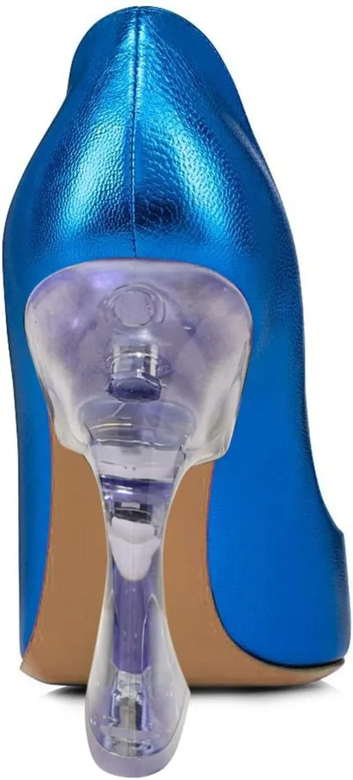 FSJ Women Sexy Pointed Toe High Heel Pumps Slip On Unique Transparent Chunky Heel Evening Prom Dress Shoes Size 4-15 US