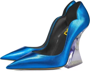 FSJ Women Sexy Pointed Toe High Heel Pumps Slip On Unique Transparent Chunky Heel Evening Prom Dress Shoes Size 4-15 US