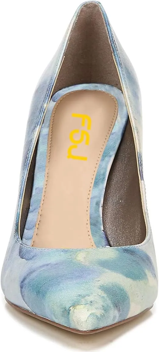 FSJ Women Sexy Pointed Toe Pumps Stiletto High Heels Slip On Multi Pattern Party Dress Shoes Size 4-15 US