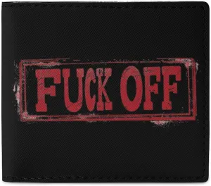 Fuck Off Stamp Novelty Bifold Wallet Funny Purse Front Pocket Holder Money Clip with ID Credit Card Slots for Men Women
