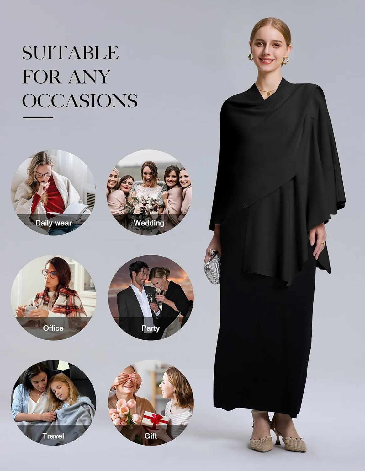 FUGREEN Shawl Wraps for Women Cross Front Poncho Sweater Knitted Elegant Cape for Fall Winter