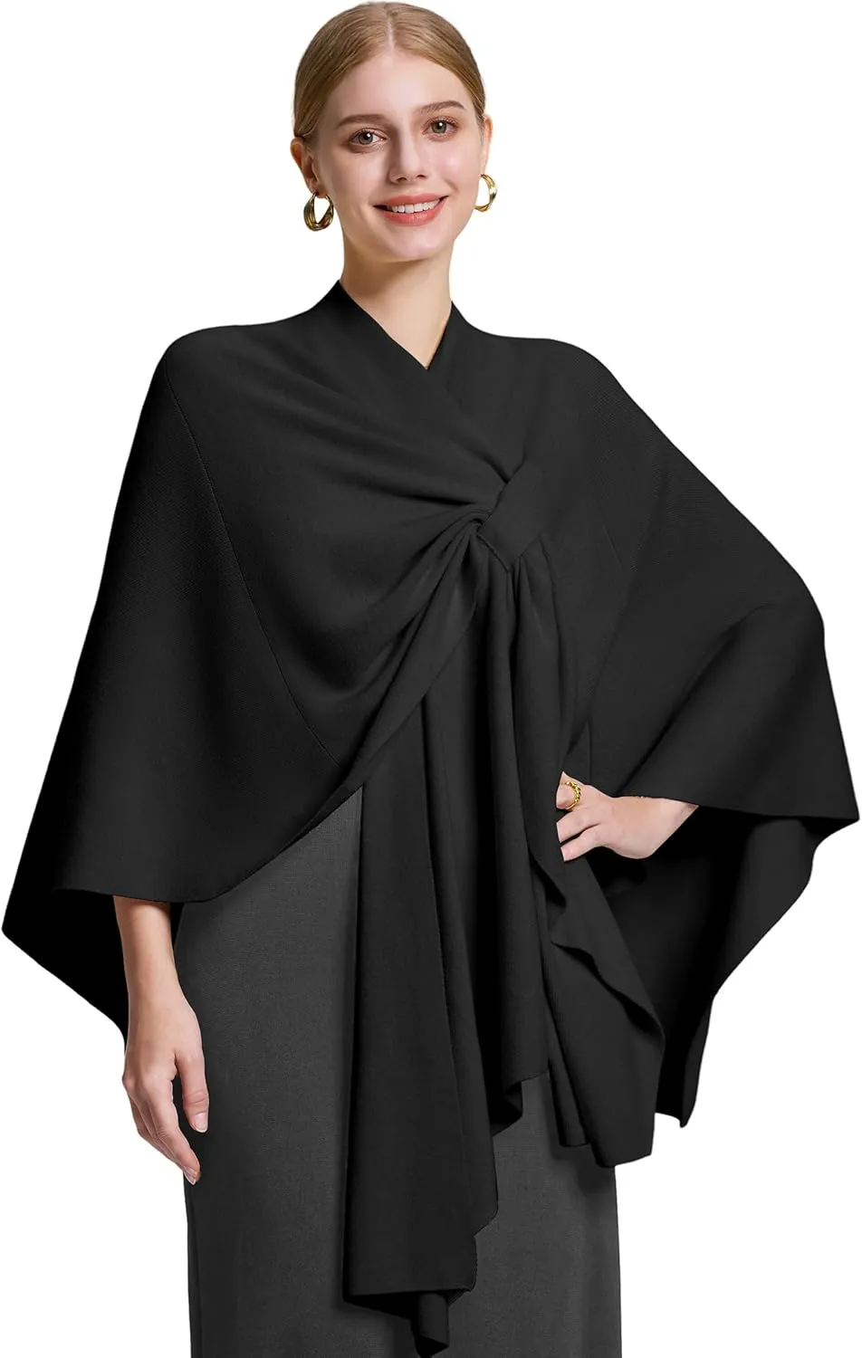 FUGREEN Shawl Wraps for Women Cross Front Poncho Sweater Knitted Elegant Cape for Fall Winter
