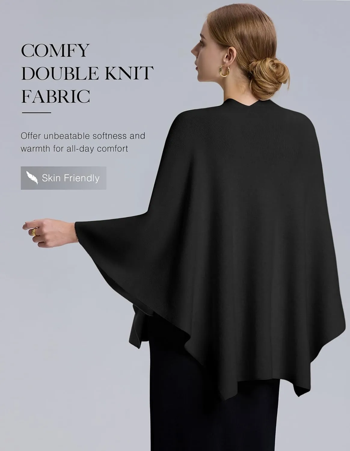 FUGREEN Shawl Wraps for Women Cross Front Poncho Sweater Knitted Elegant Cape for Fall Winter