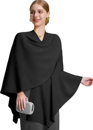 FUGREEN Shawl Wraps for Women Cross Front Poncho Sweater Knitted Elegant Cape for Fall Winter