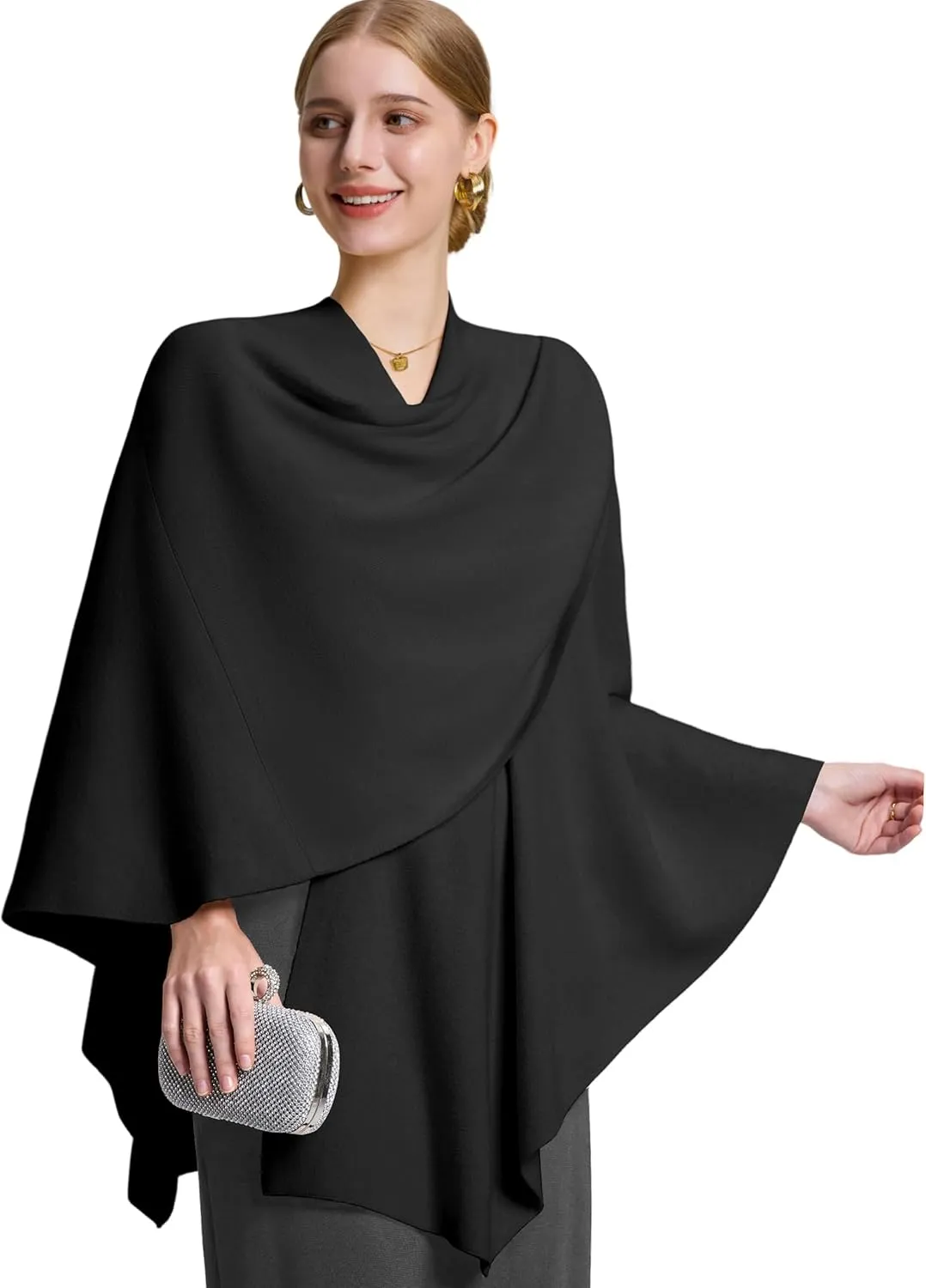 FUGREEN Shawl Wraps for Women Cross Front Poncho Sweater Knitted Elegant Cape for Fall Winter