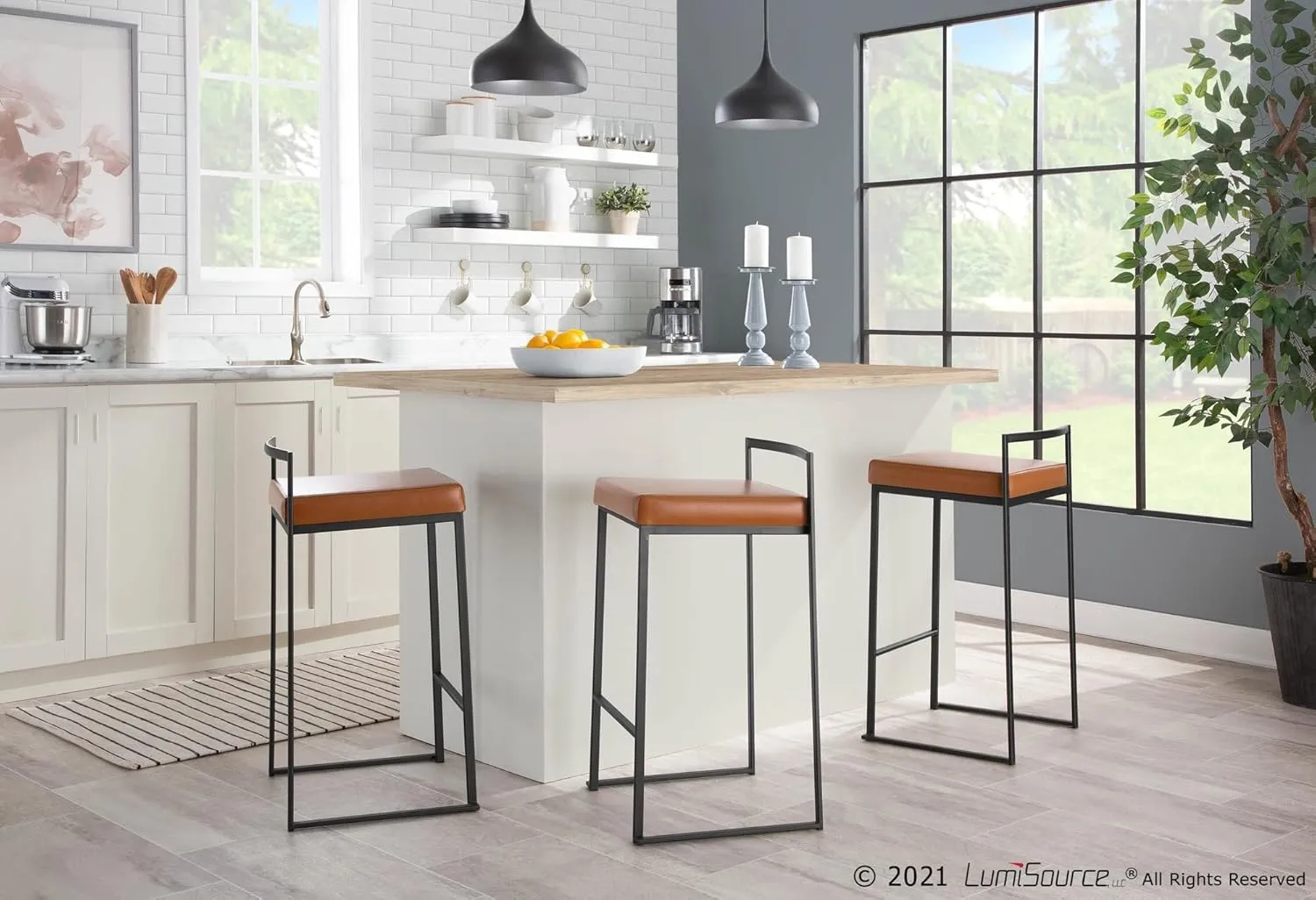 Fuji Stacker Counter Stools for Kitchen Counter in Black Metal, Counter Height Chairs, Bar Stools Set of 2, Counter Height Chairs, Bar Stools for Kitchen Island