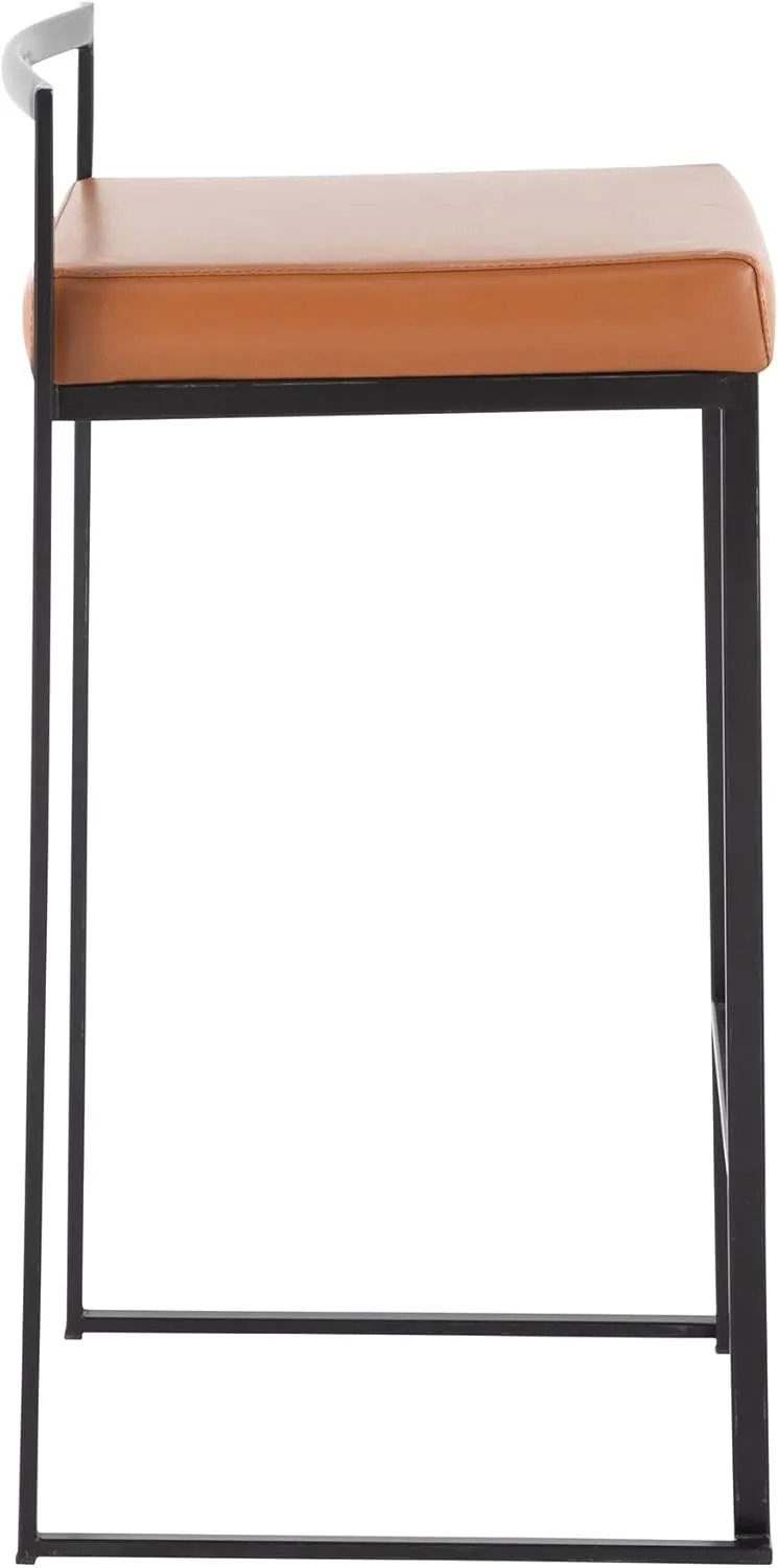 Fuji Stacker Counter Stools for Kitchen Counter in Black Metal, Counter Height Chairs, Bar Stools Set of 2, Counter Height Chairs, Bar Stools for Kitchen Island