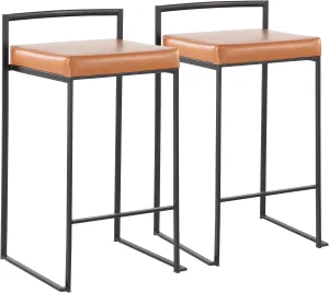Fuji Stacker Counter Stools for Kitchen Counter in Black Metal, Counter Height Chairs, Bar Stools Set of 2, Counter Height Chairs, Bar Stools for Kitchen Island
