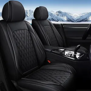 Full Set Car Seat Covers Fit for Volkswagen Taos 2022-2025 Faux Leather Seat Cushion 2 Rows 5 Seats Waterproof Anti-Slip Automotive Interior Accessories (Black Line)