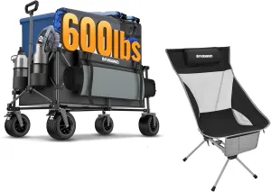 FUNDANGO 600lbs Collapsible Wagon and High Back Camping Chair