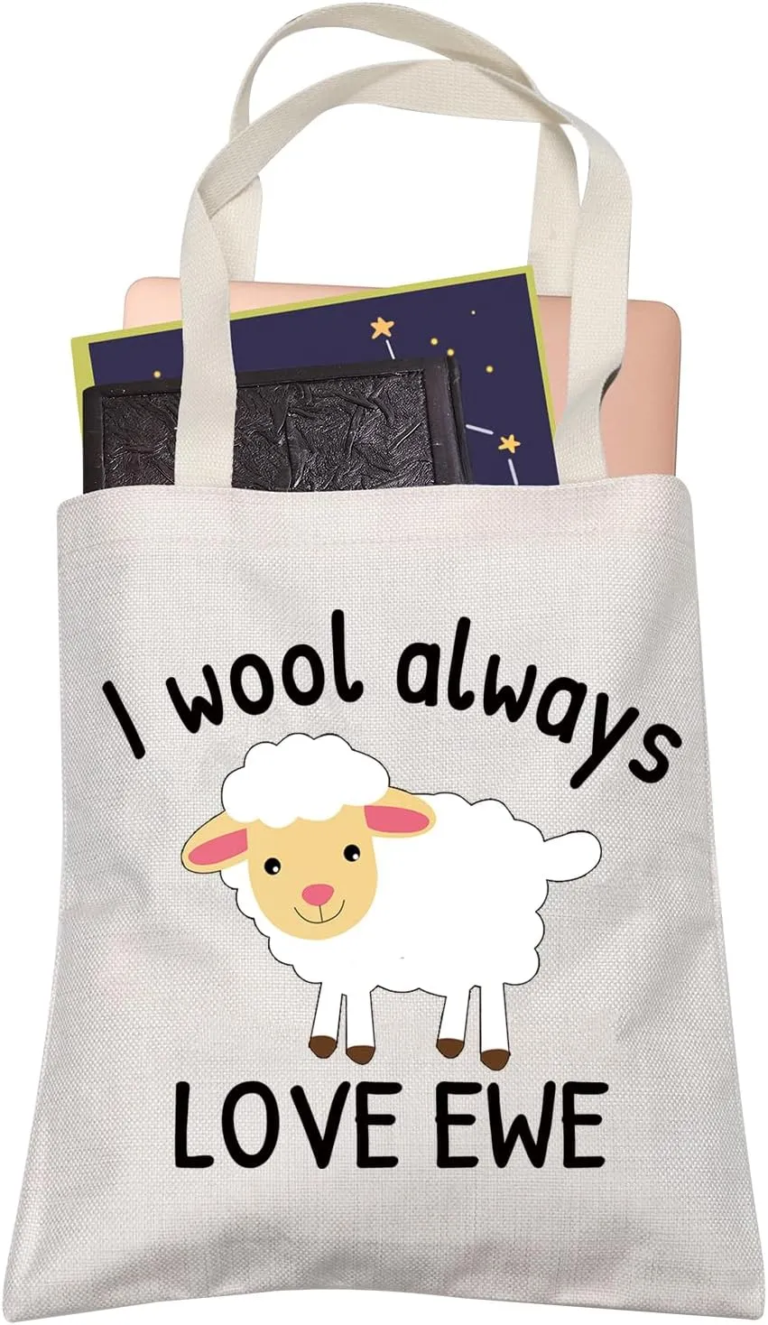 Funny Lambs Farm Animals Lovers Gifts I Wool Always Love Ewe Shopping Bag Lamb Sheep Pun Xmas Valentine Travel Tote Bag