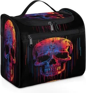 Funny Skull Skeleton Travel Toiletry Bag for Women Large Capacity Wide-open Makeup Organizer Cosmetic Travel Bags for Toiletries