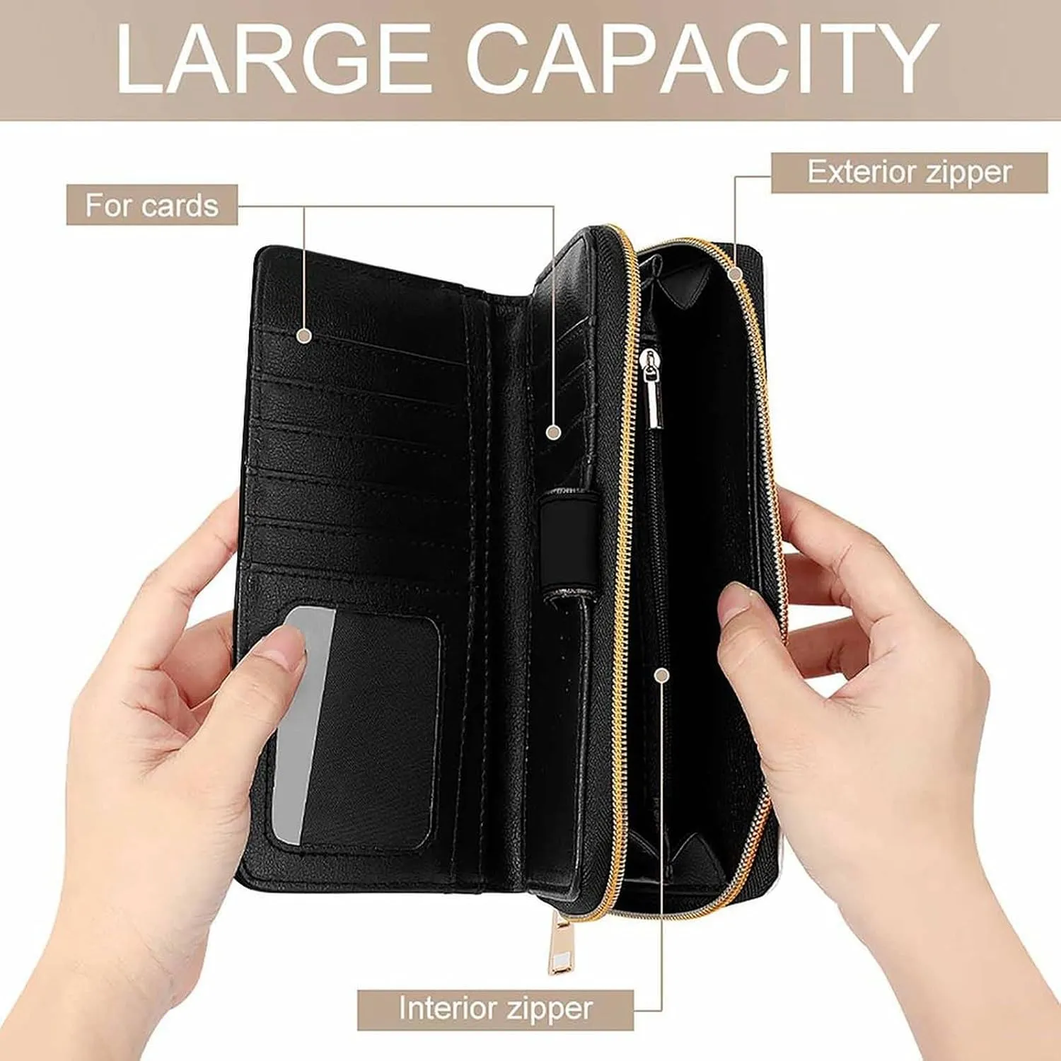 Funny Zippered PU Leather Wallet, Large Capacity Waterproof Wallets for Travel, Party, Women Men Birthday Valentine's Wallet Purse -Nurse Red Love Heart Heartbeat Black