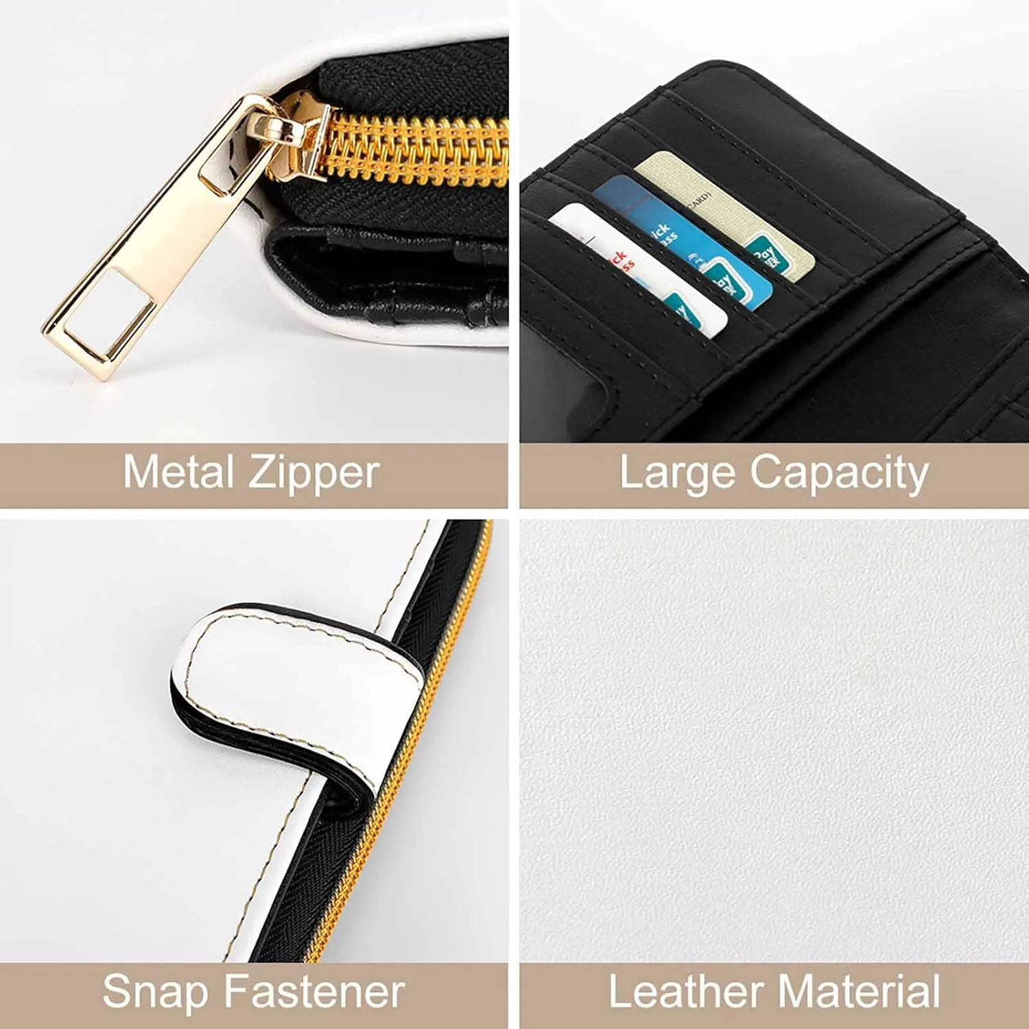 Funny Zippered PU Leather Wallet, Large Capacity Waterproof Wallets for Travel, Party, Women Men Birthday Valentine's Wallet Purse -Nurse Red Love Heart Heartbeat Black