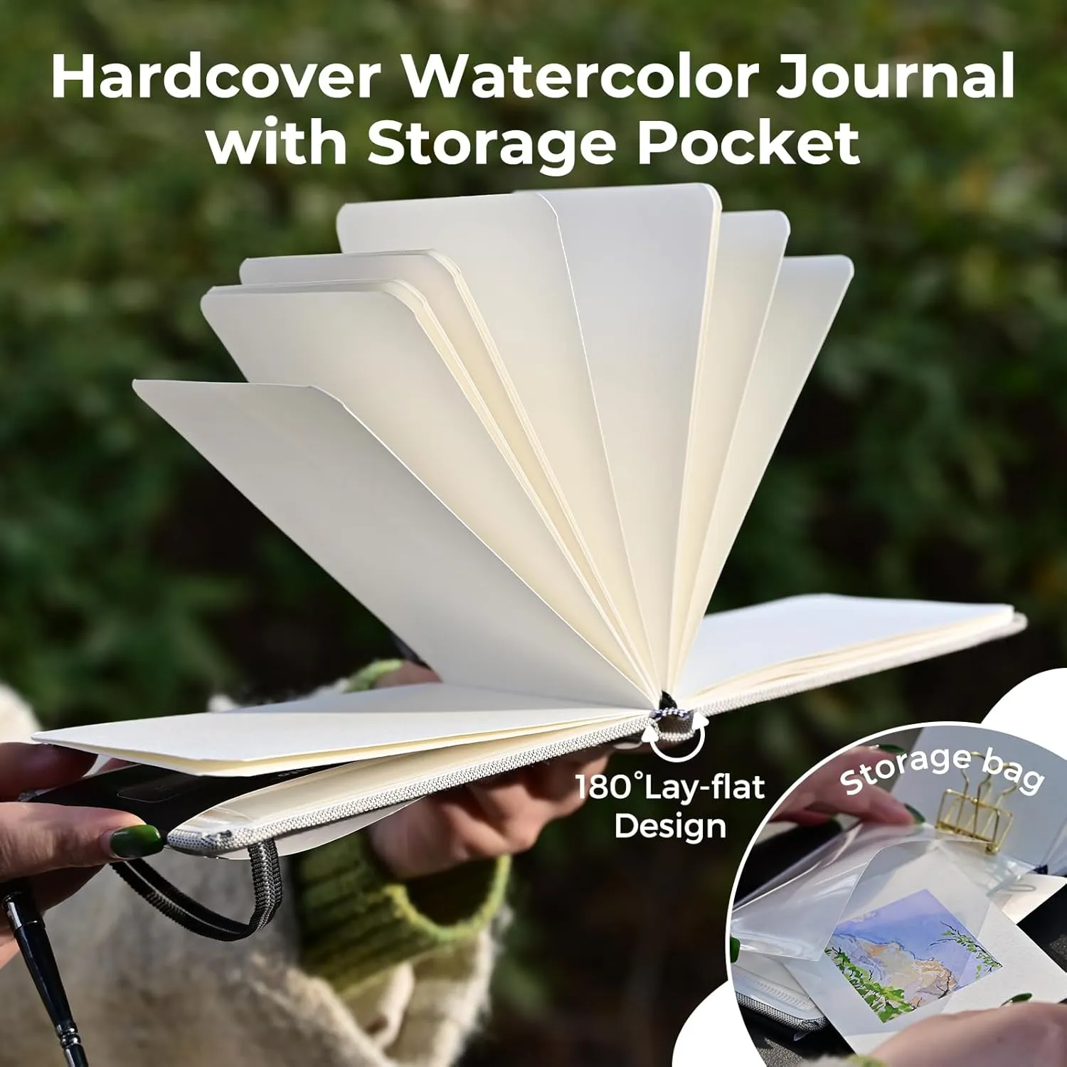 Funto Watercolor Journal, 3.5x5.5, 2 Pack, 48 Pages Each, Cold-Pressed with Inner Pocket, 110lb/230gsm, Suitable for Techniques and Mixed Media