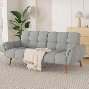 Futon Sofa Bed, Convertible 77" Modern Linen Futon Couch, Comfy Sleeper Sofa with Adjustable Backrests, Couch Bed for Small Spaces, Living Room, Bedroom, Apartment, Gray