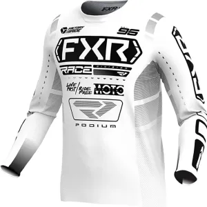 FXR Youth Podium MX Jersey Lightweight Mesh Drop Tail Design White/Black - X-Large