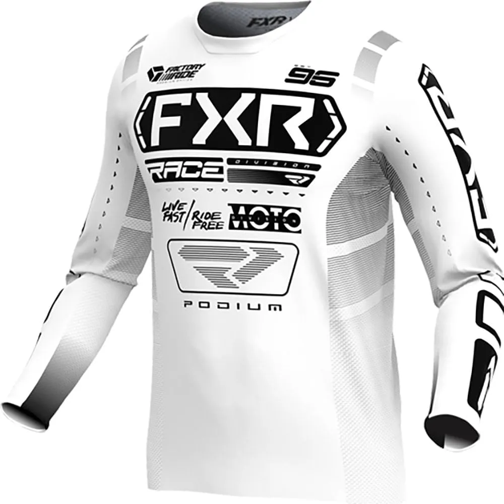 FXR Youth Podium MX Jersey Lightweight Mesh Drop Tail Design White/Black - X-Large
