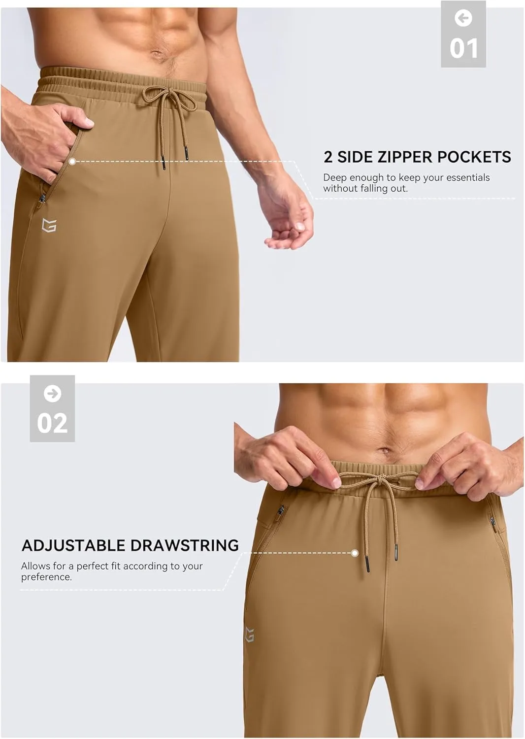 G Gradual Men's 30"/32"/34"/36" Inseam Tall Sweatpants with Zipper Pockets Stretch Long Joggers Athletic Workout Pants Men