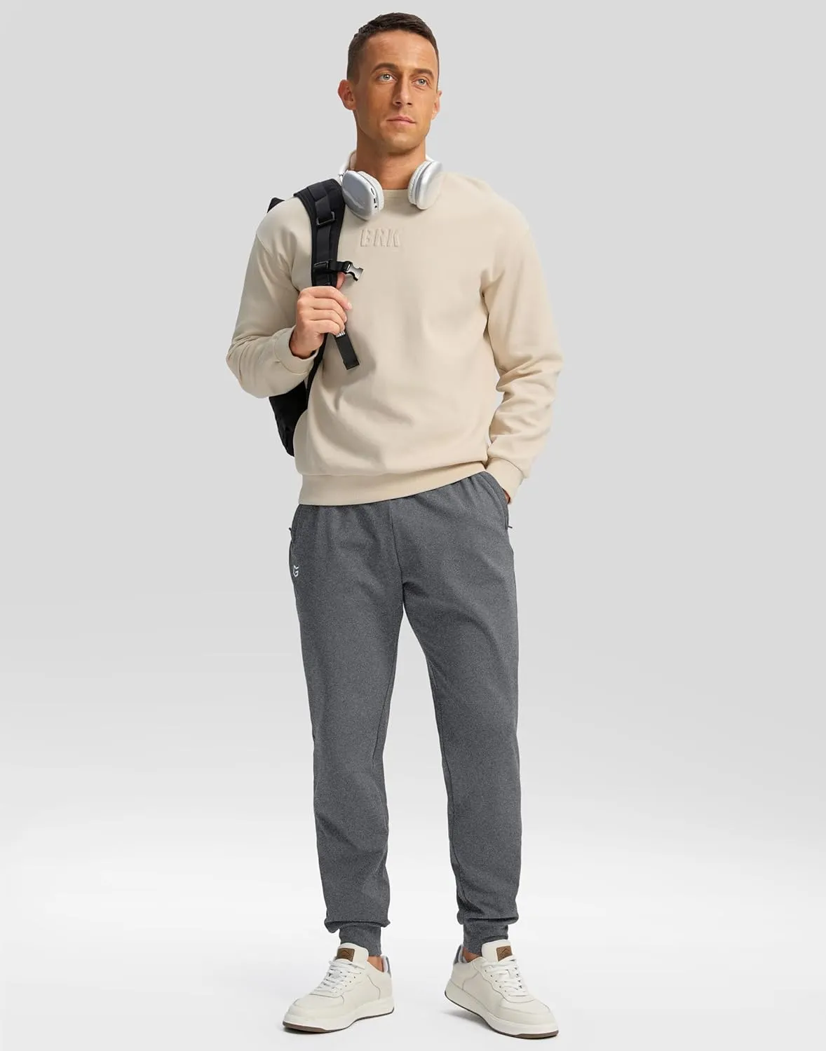 G Gradual Men's Fleece Joggers with Zipper Pockets Winter Warm Pants Water Resistant Athletic Workout Gym Sweatpants for Men