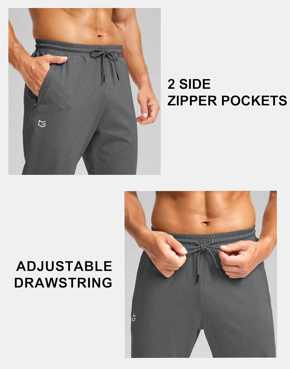 G Gradual Men's Fleece Joggers with Zipper Pockets Winter Warm Pants Water Resistant Athletic Workout Gym Sweatpants for Men