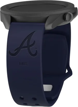 Game Time Atlanta Braves Engraved Silicone Watch Band Compatible with Samsung and more (22mm Navy)