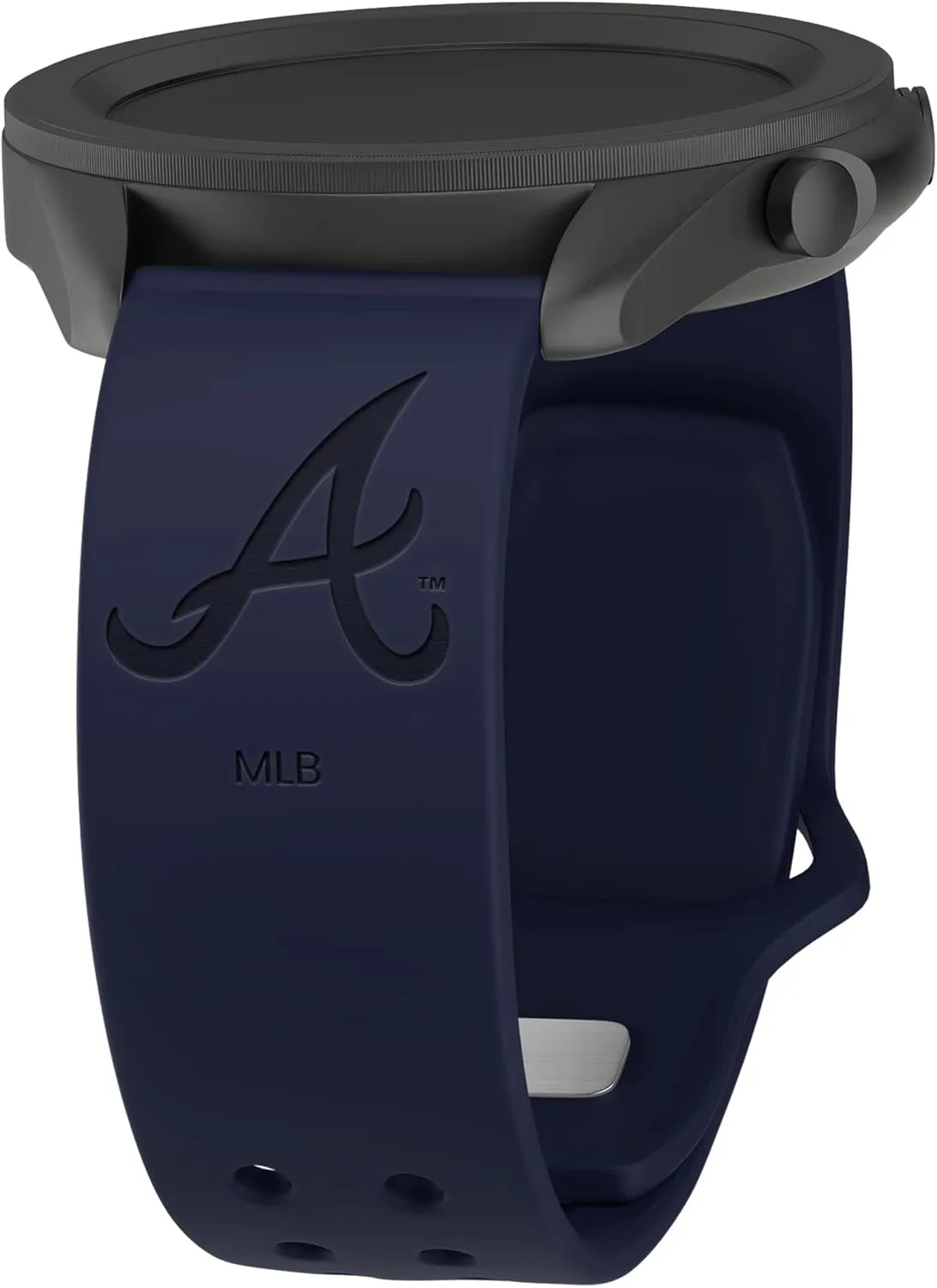 Game Time Atlanta Braves Engraved Silicone Watch Band Compatible with Samsung and more (22mm Navy)